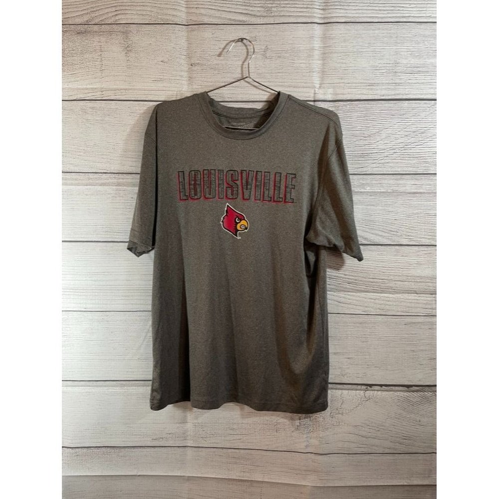Louisville Cardinals - Men's Campus Heritage Grey Logo T-Shirt - Size L
